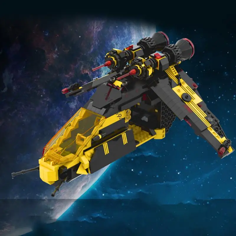 

New 910Pcs Popular Space Technology Series Moc Blacktro Gunship Model Custom Puzzle Diy Creative Ideas Kid Toys Birthday Gifts