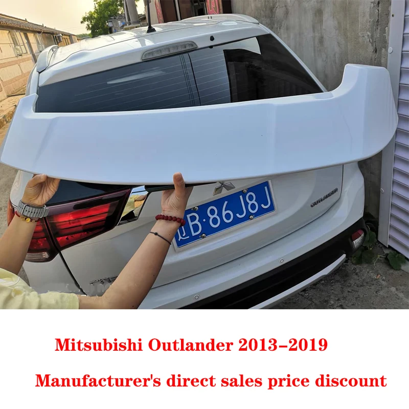 For Mitsubishi Outlander Spoiler Car Styling Exterior ABS Plastic Rear Trunk Boot Rear Wing Spoilers Decoration Tail 2013-2019