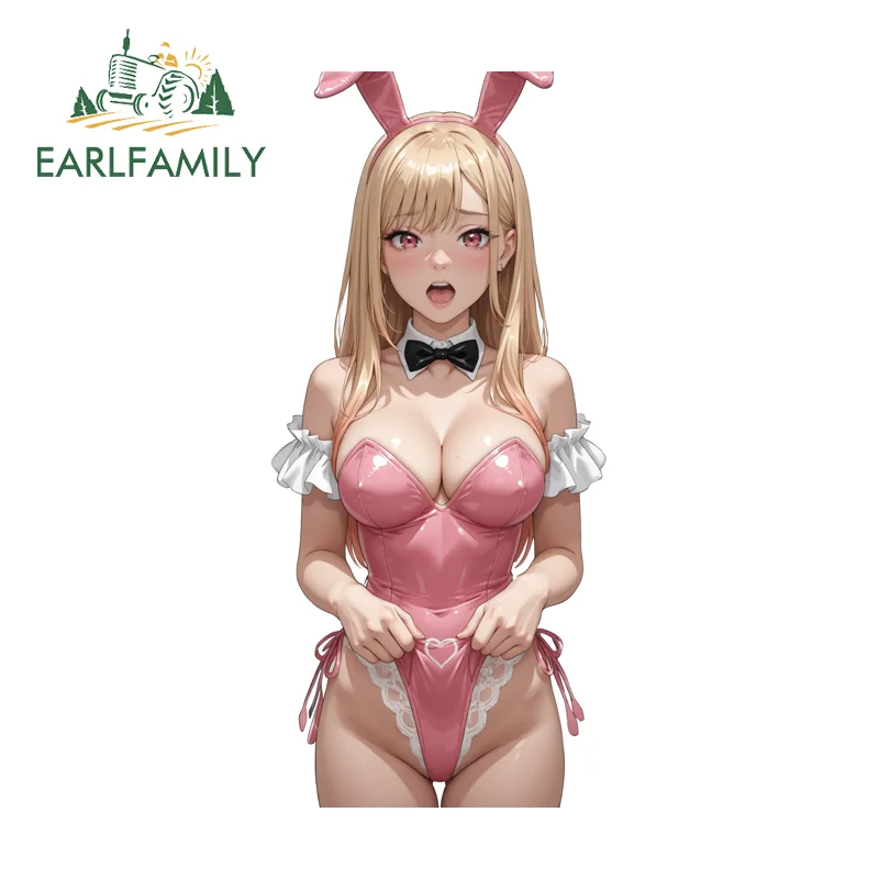 EARLFAMILY Kita Kanae Sexy Bunny Girl Creative Car Stickers Popular Anime Windshield Decals Waterproof Sunscreen 3D Car Stickers