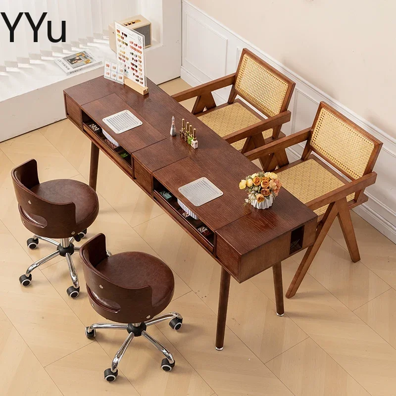 +--Wooden Reception Manicure Table Salon Organizer Drawer Professionals Nail Desk Reception Makeup Tavolo Unghie Salon Furniture