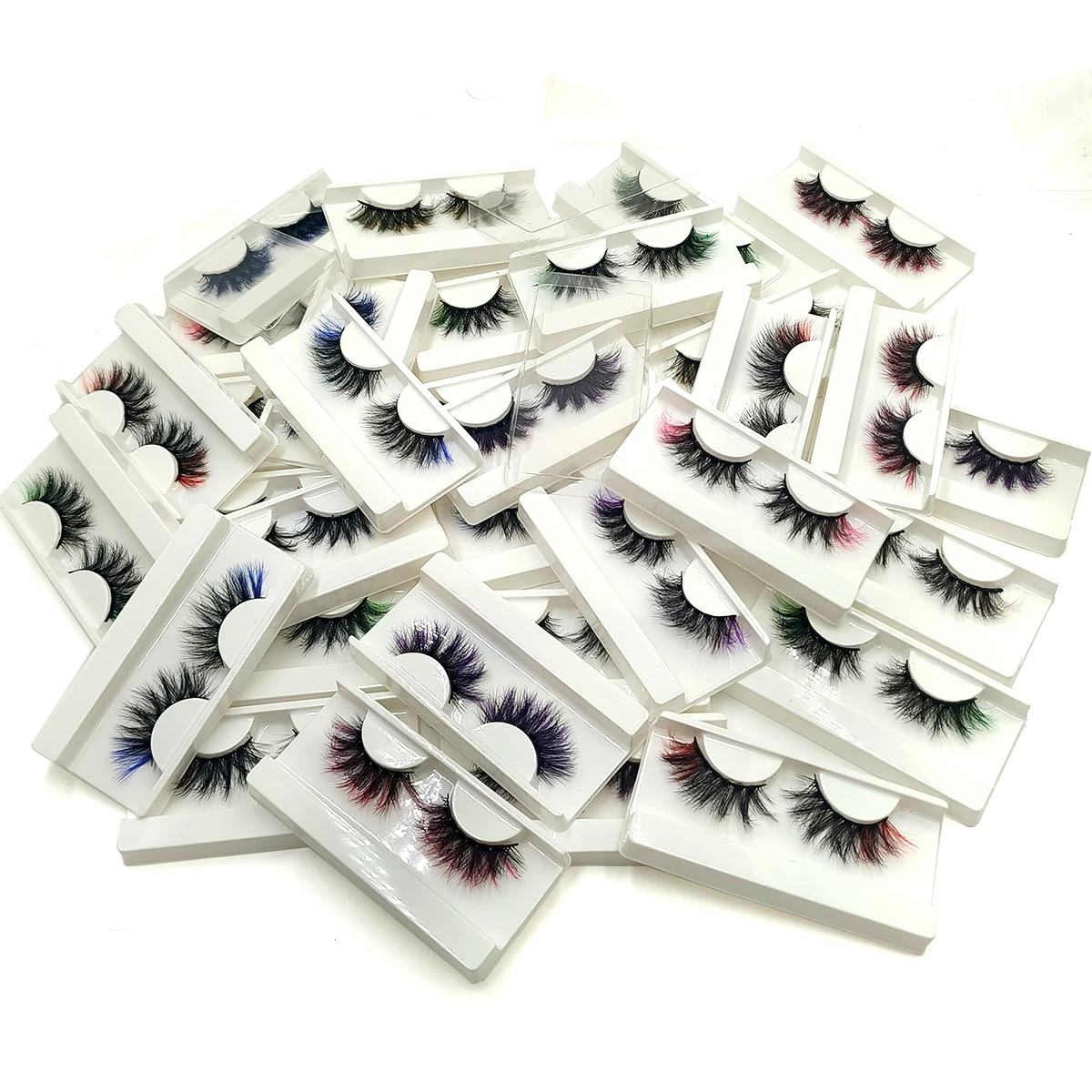 

Wholesale Colored Lashes 5/10/30/50Pairs Red Green Blue Purple Nature Eyelash 3DMink Lashes Fluffy Color Eyelashes Makeup Lashes