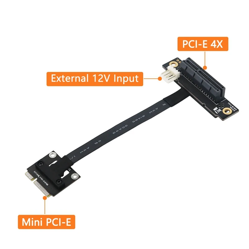 Mini Pcie To PCI-E 4X 270 Degree Adapter Cable 20Cm PCIE3.0 Extension Port Adapter With 4Pin To SATA Power Cable For GPU