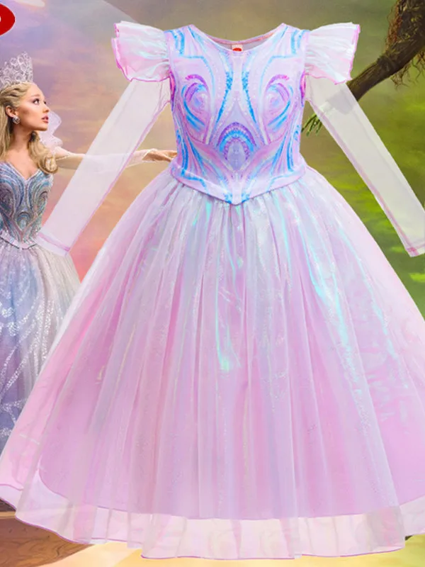

Волшебная пышная юбка из фатина для девочек с длинными рукавами, костюм для косплея феи-принцессы, детский костюм из полиэфирного волокна