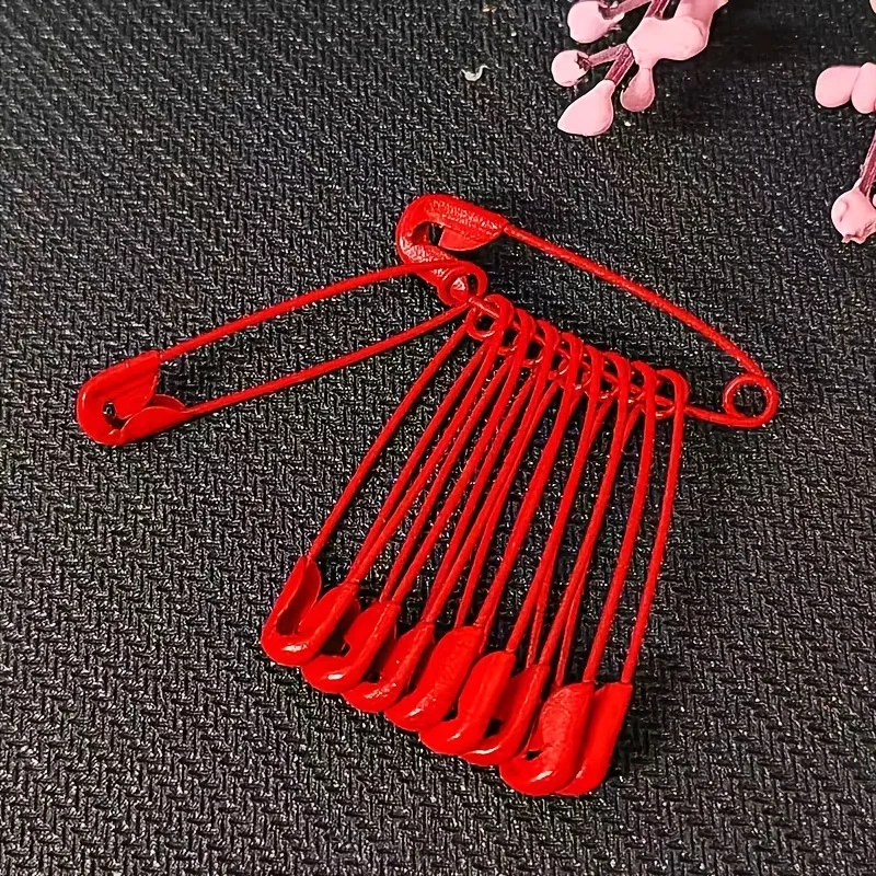 8 Large 2.17 Red Pins, Safety Pins, Handmade Beaded Keychain Material, Handmade Brooch Making Supplements, Clothing Label Pins, Sewing and Knitting Supplies, Jewelry Making Hair Accessories Base
