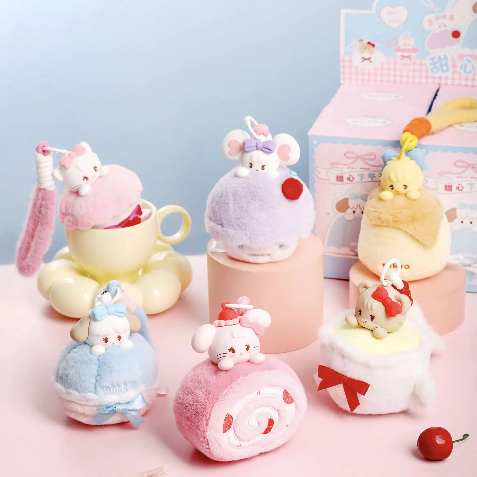 マグマグ♡哺乳瓶♡お腹ぽっこり子猫ちゃん♡アートドール♡ぬいぐるみ♡スタイ♡ Authentic Mikko Sweet Heart Afternoon Tea Series Pendant Series