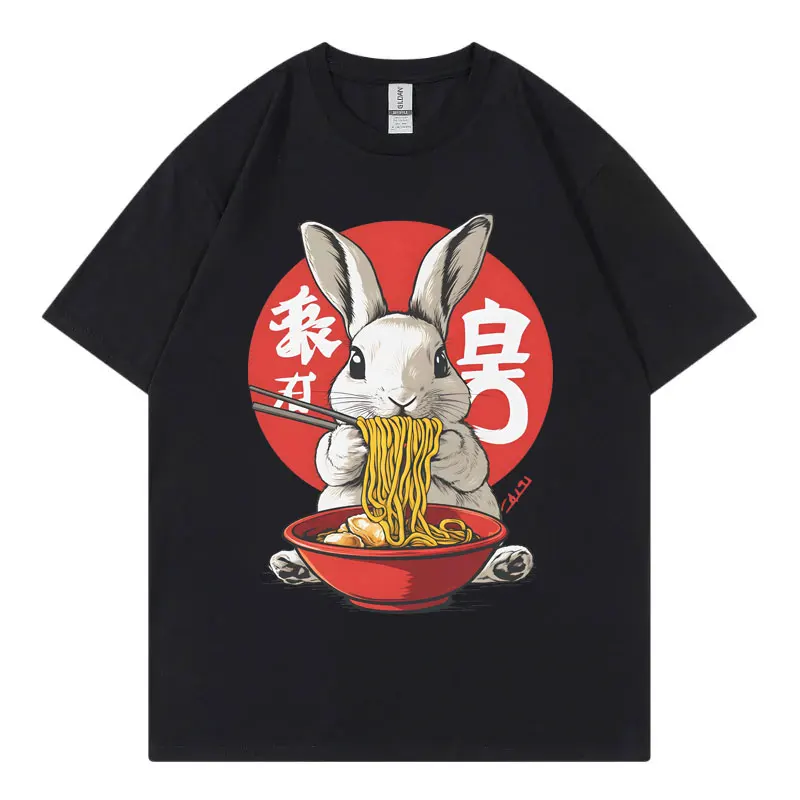

Rabbit Ramen Funny Graphic T Shirts Harajuku Japan Style Short Sleeve T-shirt Men Women Clothing Fashion Y2k Oversized T-shirts