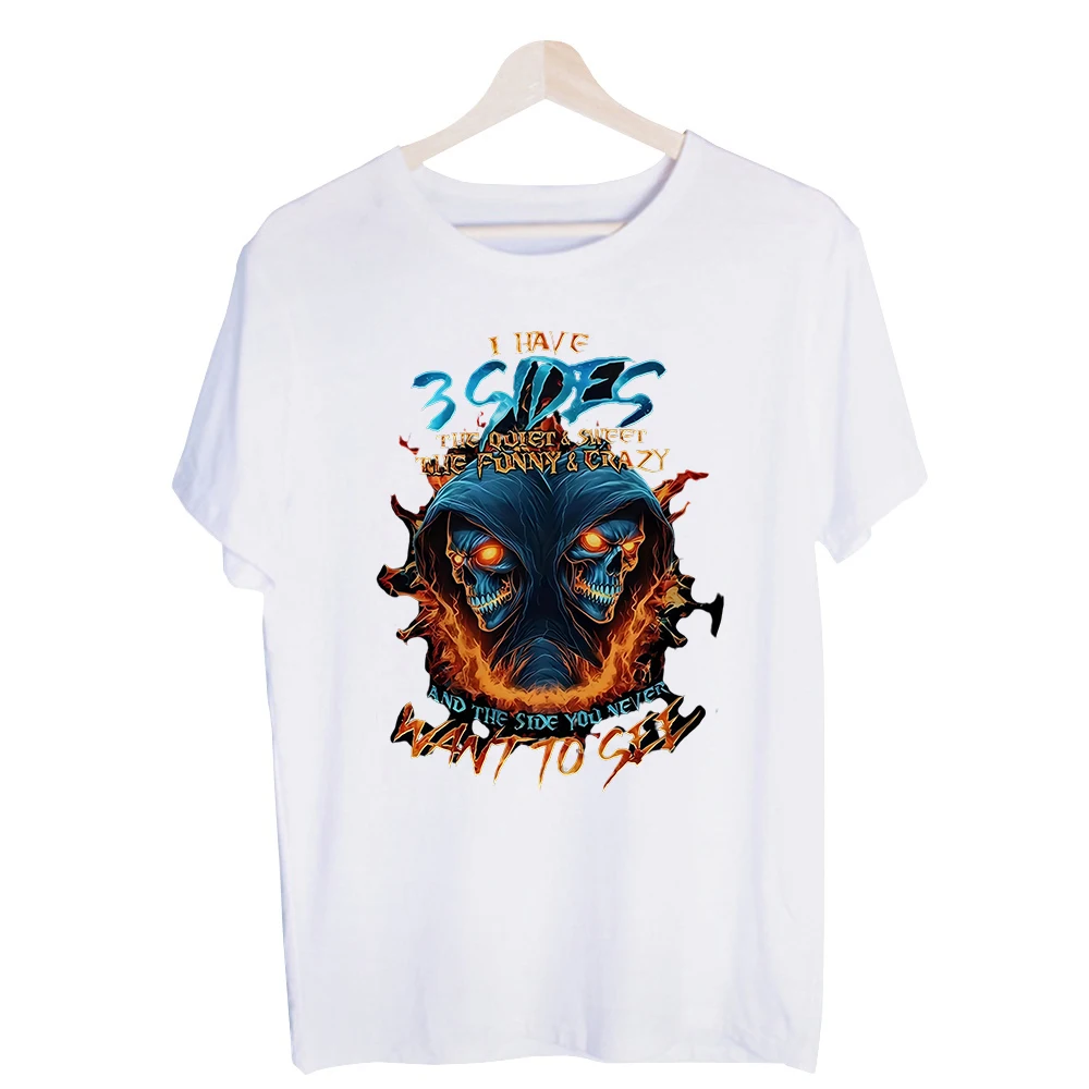 Men's Skull and Flame Graphic Tee, Short Sleeve Crew Neck T-Shirt for Streetwear and Casual Outfits