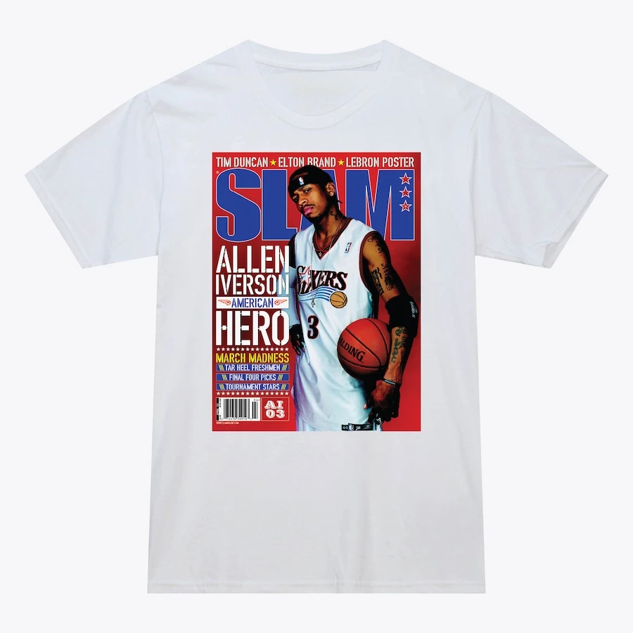 

Хлопковая спортивная футболка с принтом фигурок баскетбольных звезд, мужская футболка с коротким рукавом AI Anthony Magician Penny and So On