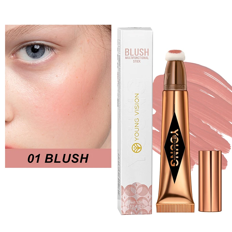 Multifunctionele Make-Up Pen Vloeistof 6 Kleuren Hoogglans Luchtkussen Poeder Blush Pen Gezicht Wangspons Tip Cosmetica Stick