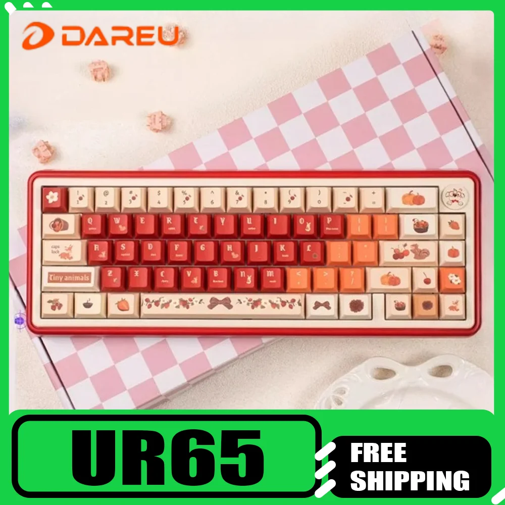 

UR65 Mechanical Keyboard Gasket Hot Plug RGB 3 mode E-sports Support QMK/VIA Keychanging Red Customized Kit Bluetooth link gift
