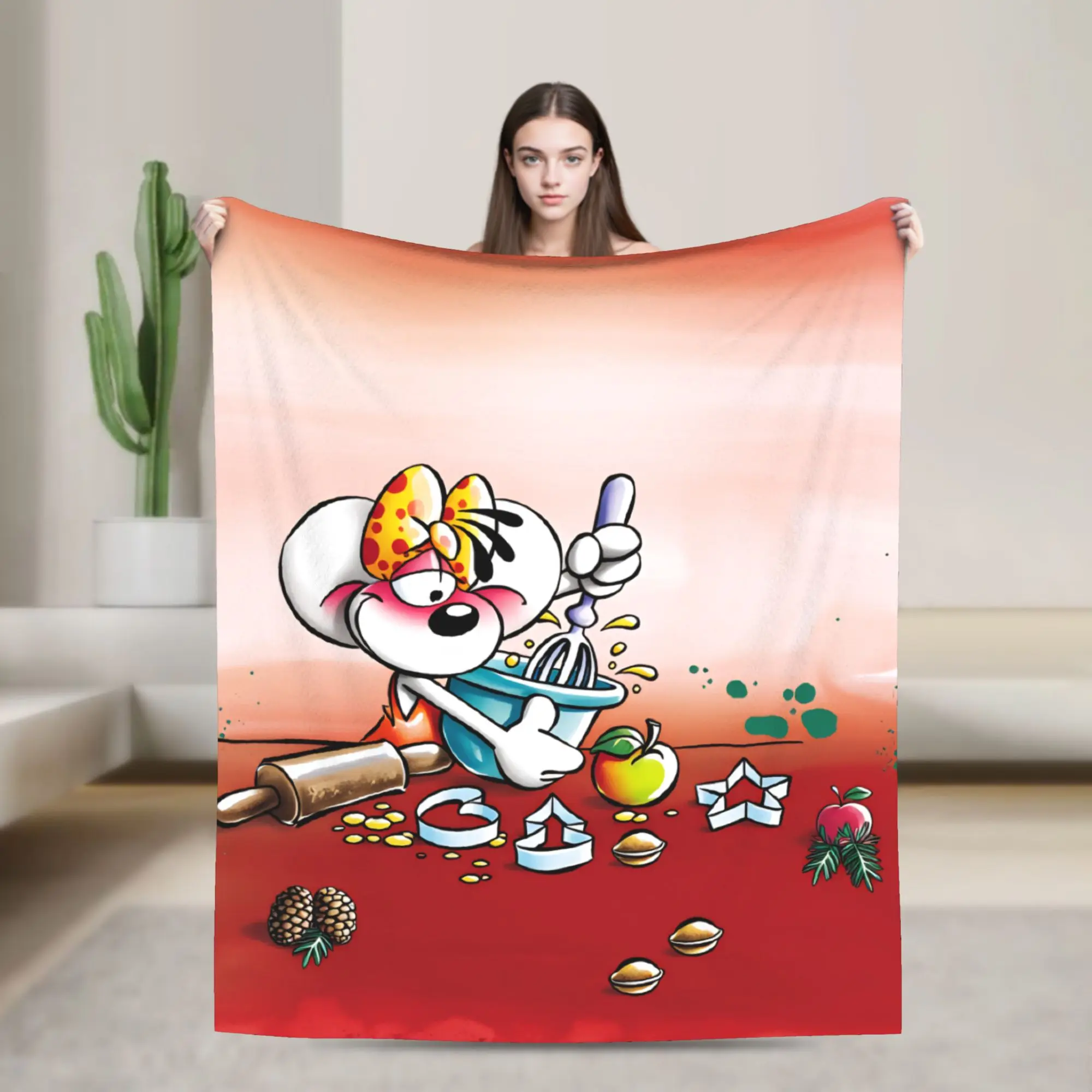 

Рождественское супер теплое одеяло Diddl, декоративное плюшевое одеяло, забавное фланелевое покрывало для гостиной, чехол для дивана-кровати