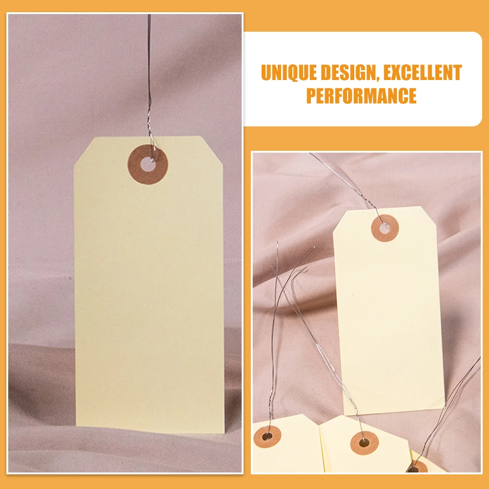 50 Pcs Packaging Tags Shipping Label Manila with Iron Wires Wired Electric Blank for Beige