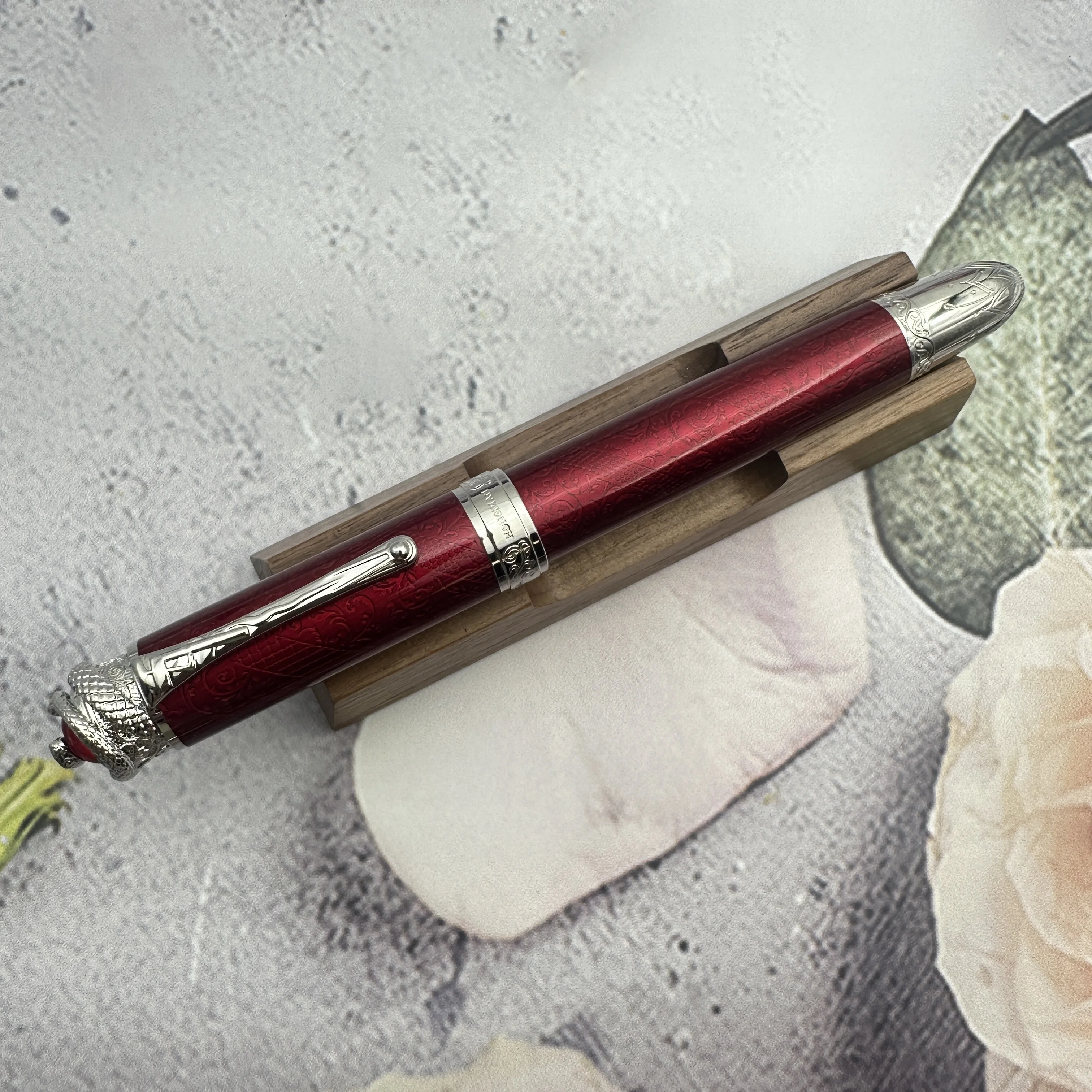 

Эксклюзивная перьевая ручка Red Hongdian N25 Snake Year Limited с металлическим поршнем и драгоценными камнями, зажим для ручки No 6, перо, бизнес-студенческий подарок для письма