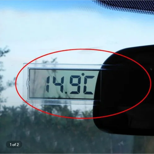 Brand New Hot Selling Car Thermometer Suction Cup Transparent LCD Digital Button Battery Thermometer Sucker Type Clock