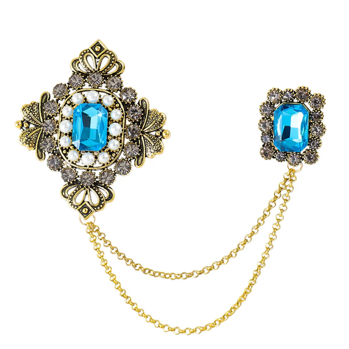 Luxury Baroque Crystal Pendant Brooches for Women Palace Pins Friends Party Gifts Banquet Jewellery Accessories