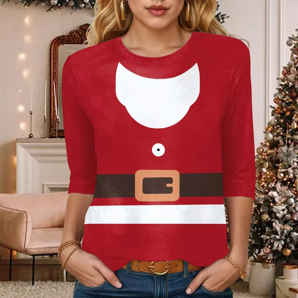 

Christmas T Shirts Shirts For Women Christmas 2025 Womens Christmas Tree Printed Tshirts Tops Trendy women Long Sleeve T-shirt