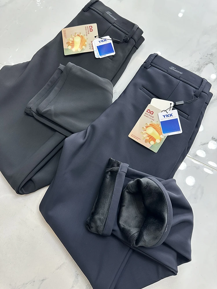 

Повседневные утепленные мужские брюки Busin Casual, осенне-зимние, прямого кроя, облегающие, удобные, теплые, модные брюки