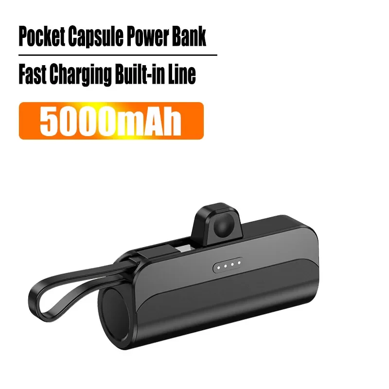 New Power Bank 5000mAh Ultra Mini Pocket Capsule Powerbank Emergency External Power Banks for IPhone Android Fast Charging