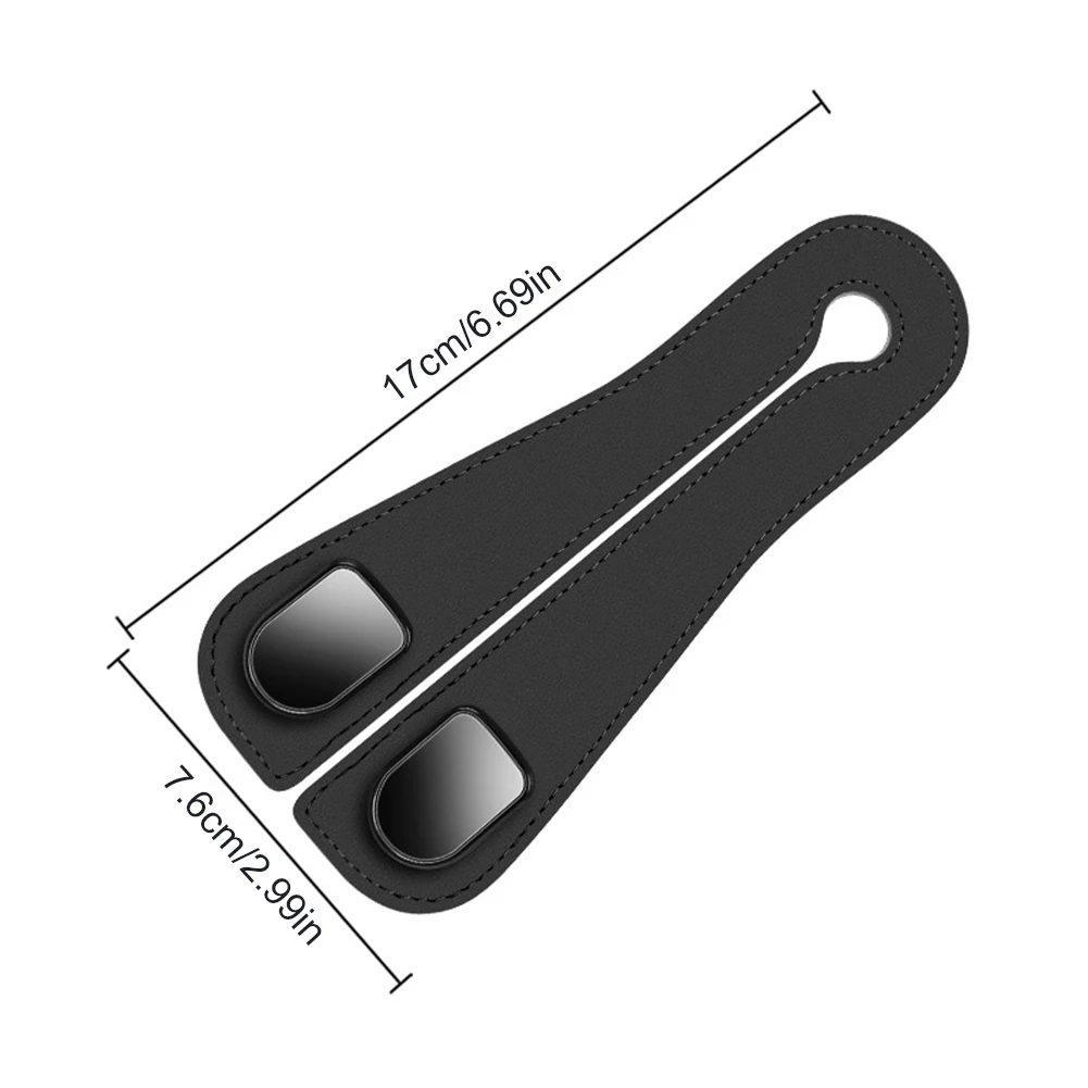 2PCS Car Seat Back Storage Headrest Hooks Purse Holder Bags Hanger PU Leather Double Metal Hook for Car Backseat Organizer