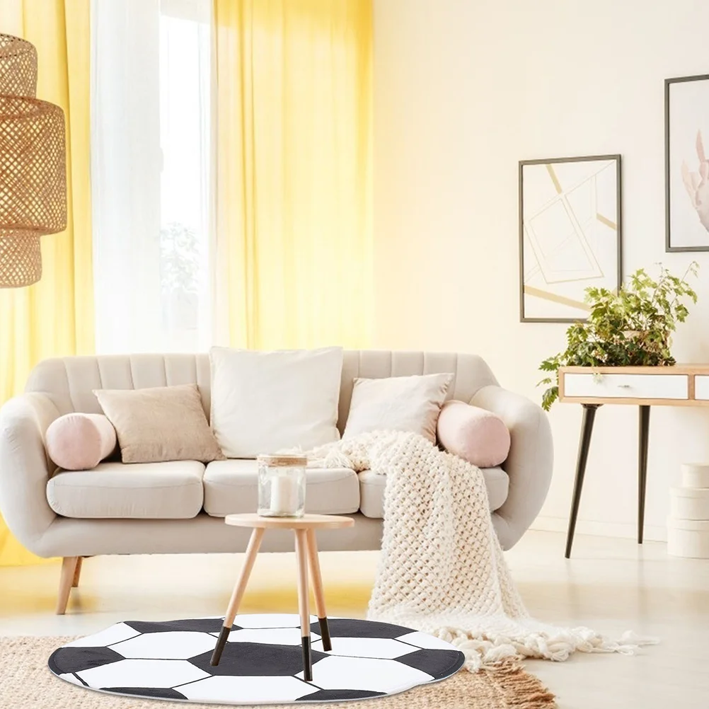 

Football Pattern Round Rug Floor Protective Mat Non Slip Chair Mat Carpet Protector for Gaming Office Bedroom Living