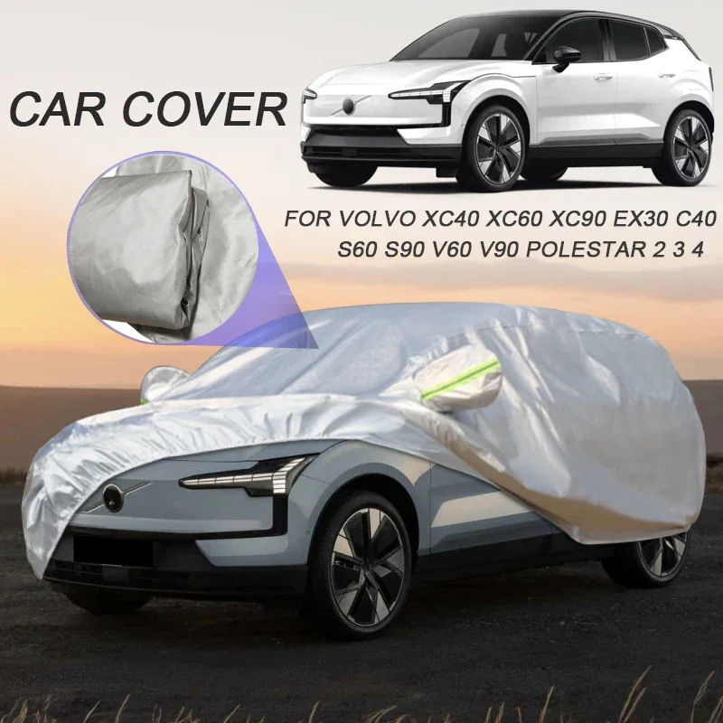 Anti-Dust 210T Polyester Car Cover For VOLVO C40 EX30 EX90 S60 S90 V60 V90 XC40 XC60 XC90 POLESTAR 2 3 4 Waterproof Accessories