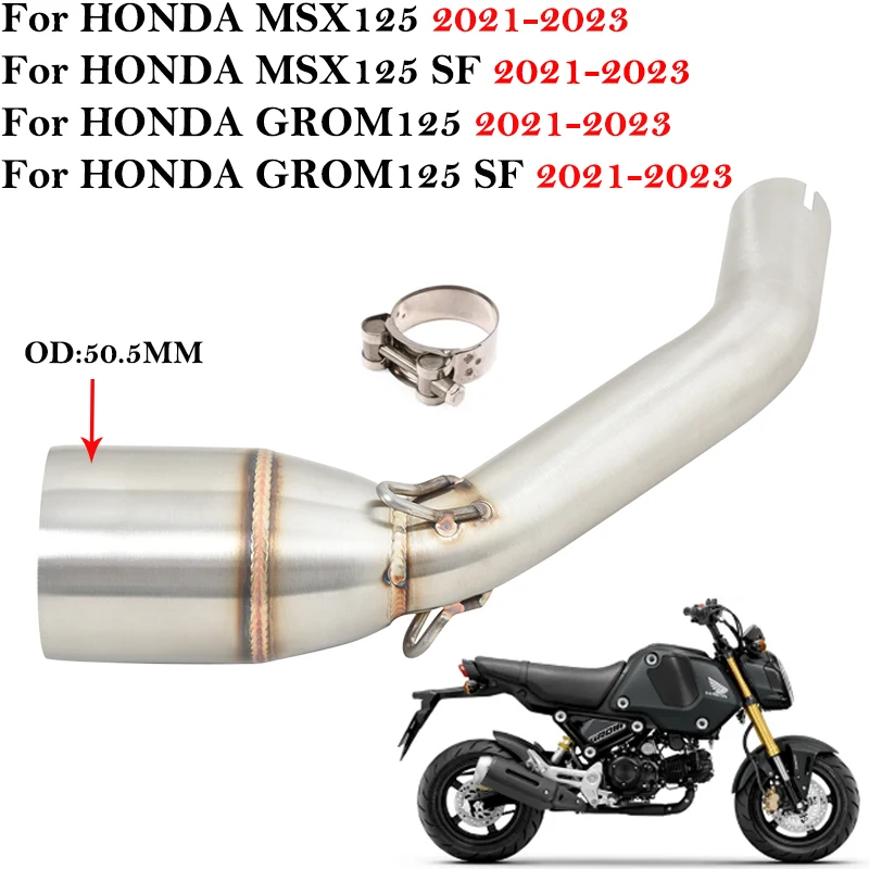 

Slip On For Honda GROM125 MSX125 SF GROM 125 2021 2022 2023 Motorcycle Connection 51mm Exhaust Escape Systems Middle Link Pipe