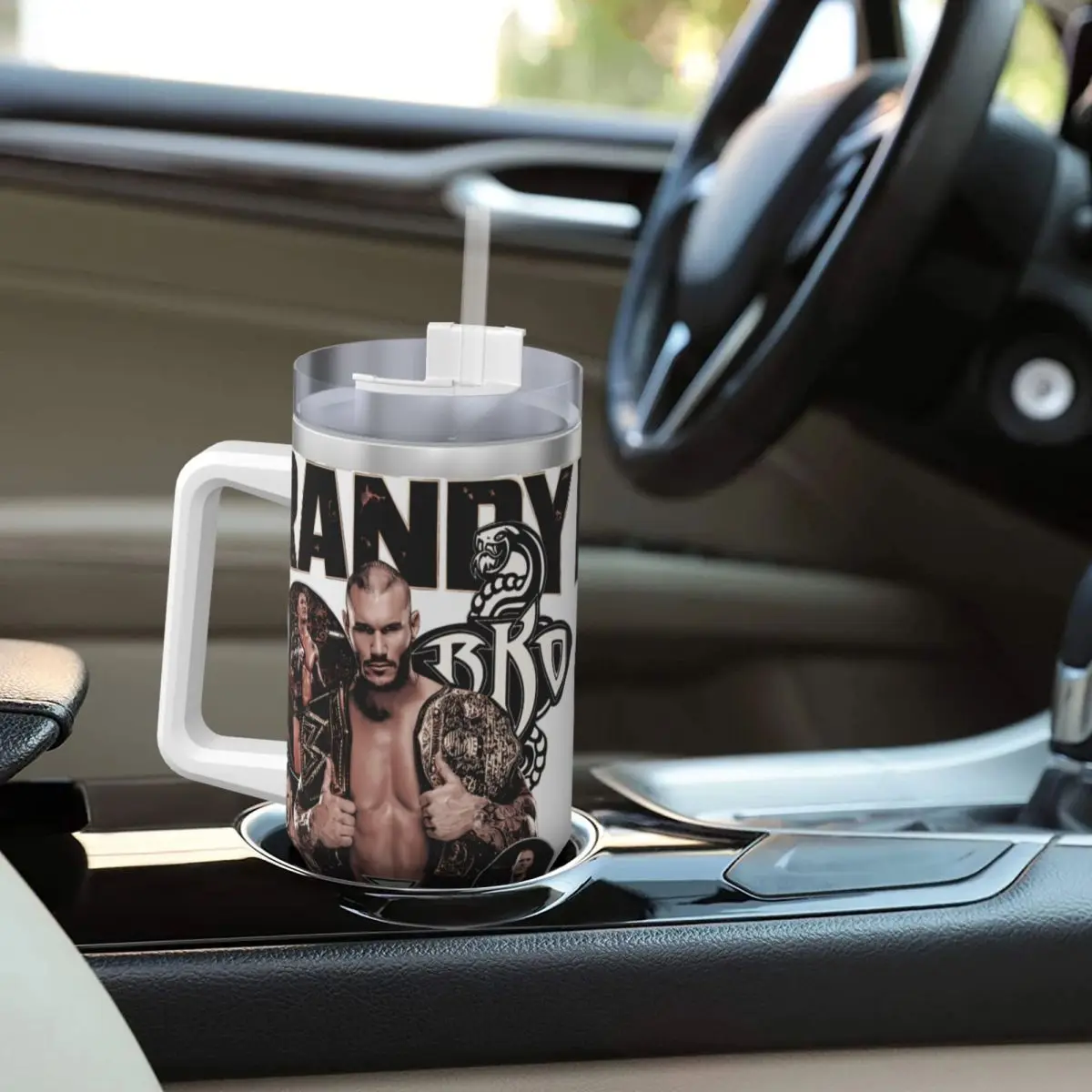 بهلوان من الفولاذ المقاوم للصدأ راندي أورتون سترايك أول كوب حراري مانع للتسرب كوب أكواب بارد وساخن زجاجة مياه جرافيك للتخييم #6