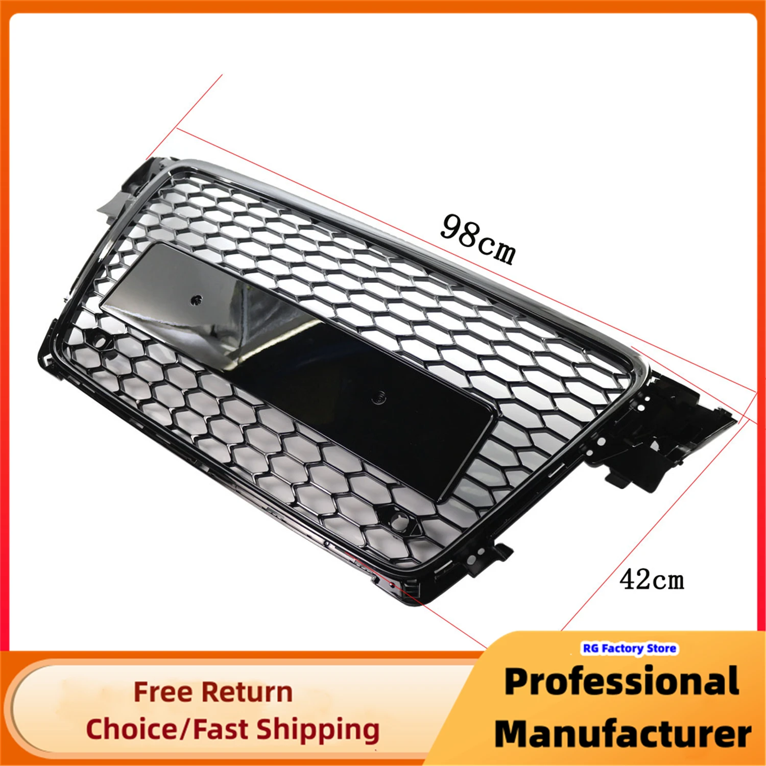 Front Bumper Honeycomb Mesh Grille For Audi A4 B8 8T S4 2008-2012 Upgrade RS4 Style Front Bumper Grille Glossy Black Grill Cover