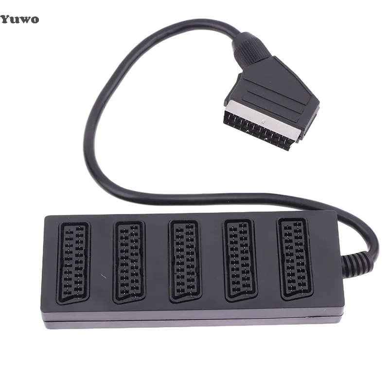 21Pin Scart 5 Way Splitter 21p Scart Male To 5 Female Adapter Connector 5 Road Scart One Divide Into Five Cable Line