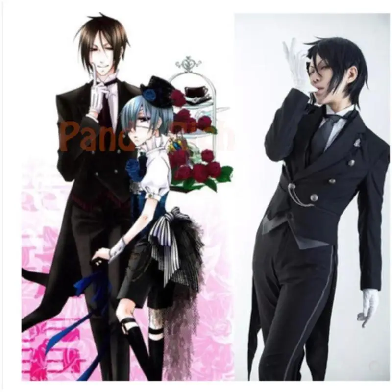 

Black Butler Cosplay Kuroshitsuji Sebastian Michaelis Cosplay Costume Dark Anime Unisex Uniforms Halloween Tuxedo Black Suit