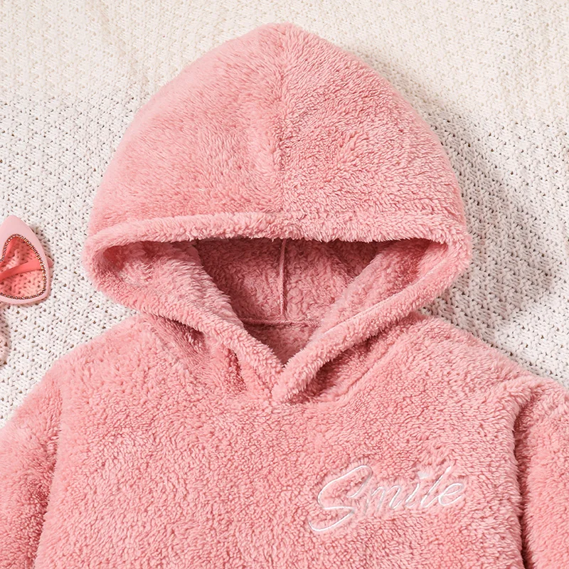 2023 Autumn New Kids Suits Pink Hooded Long Sleeved Hoodie&Pink Pants For Girls Cute Korean Style Suits Autumn Casual Clothes