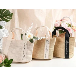 Personalized Beach Straw Bags,Custom Bridesmaid Burlap Bags,Jute bags,Mini Totes,Bachelorette Party gifts,Jute Bag for Girls,Wed