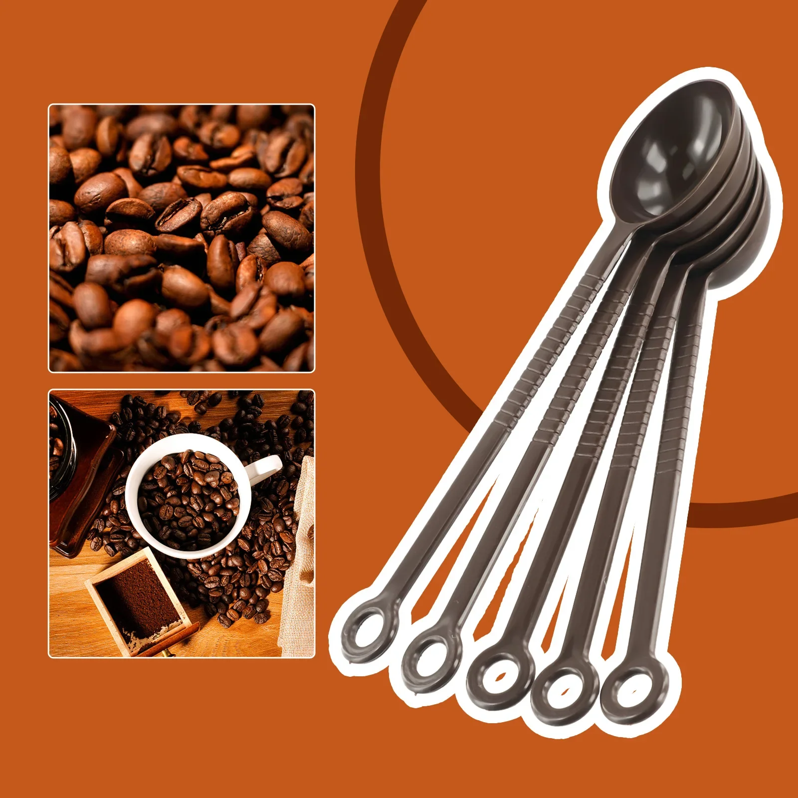 Colher medidora de café, colher expresso, plástico, simples, multifunções, acessórios café, 5 peças