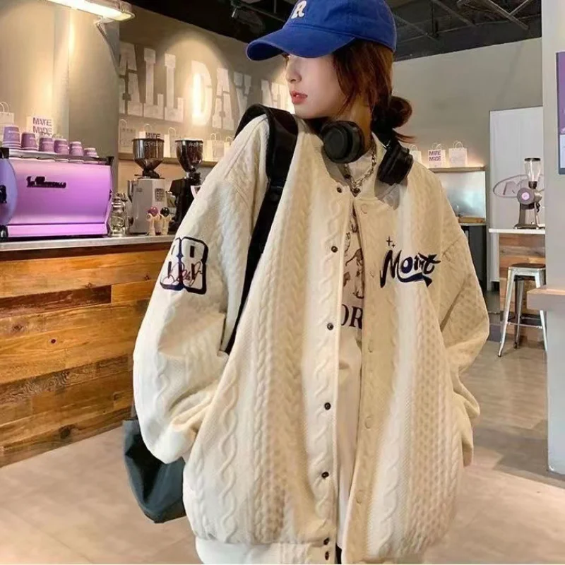 

2022 Autumn Winter Women Jacket New Fashion Baseball Jacket Original Design Vintage Embroidery Clothes Coat