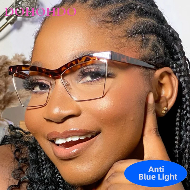 

2025 Luxury Brand Cat Eye Women Personality Glasses Men Computer Gaming Office Work New Fashion Anti-Blue Light Eyewear Lentes