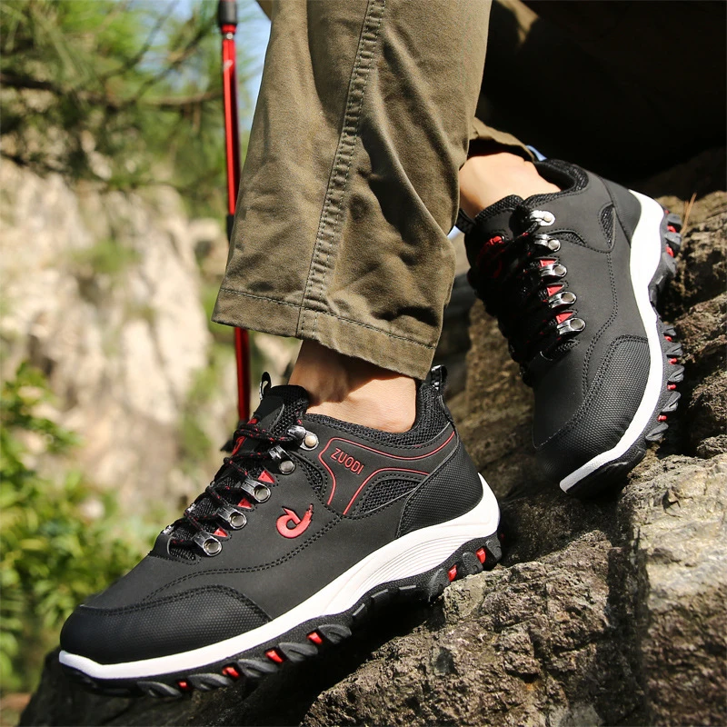 Men Sneakers Leather Hiking Shoes Wear-resistant Walking Shoes Tactical Shoes Men's Sports Shoes Zapatos Hombre Big Size 50