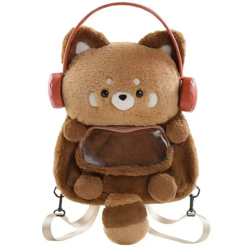 Anime Sweet Girls Kawaii Plush Panda Cute Cartoon Bag Delicate Doll Fashion Headset Leisure Youth Animation Shoulder Bag