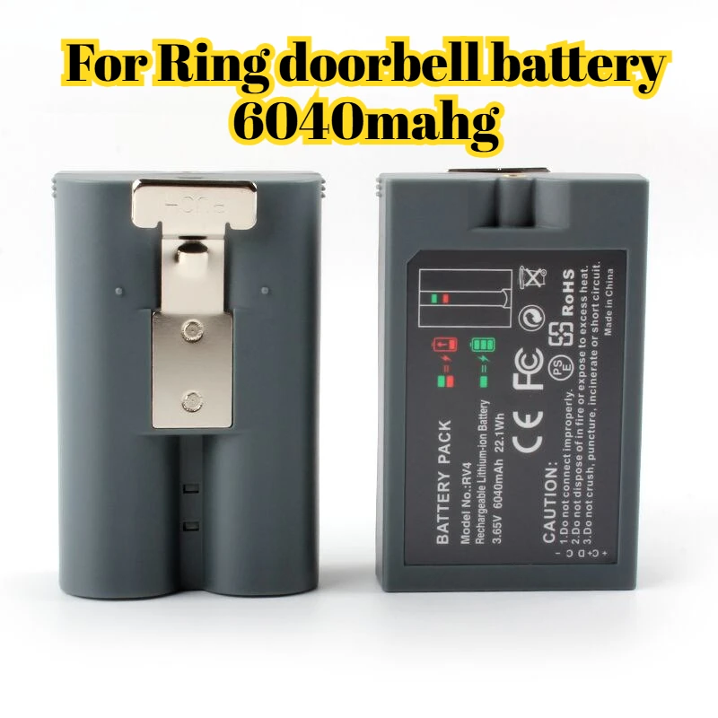 

Quick-Release Battery for Ring Doorbell 2 & 4 6040mAh SM002 Replacement Battery for Ring Video Doorbell 2nd/4th Generation