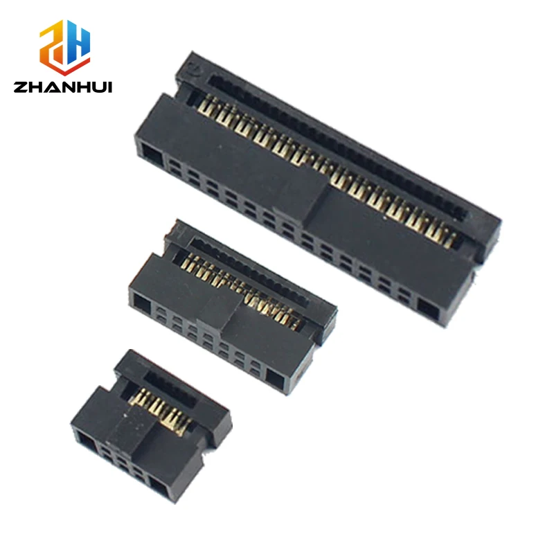 5/10Pcs FC 1.27mm IDC Female Header - 6-50 Pin Socket for 0.635mm Pitch Flat Cable, No-Solder IDC Crimp Connector
