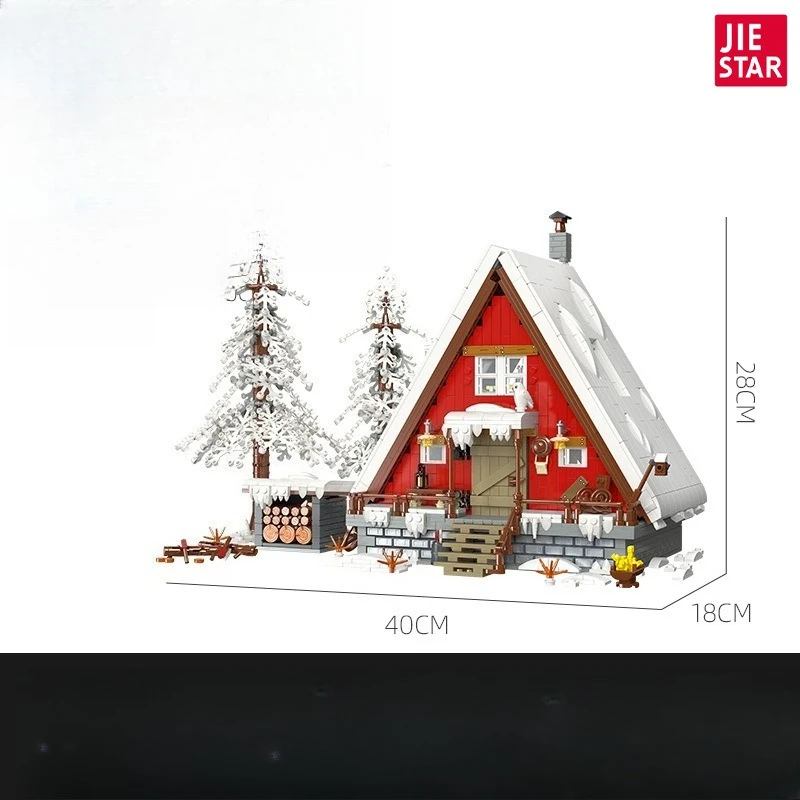 Casa de Navidad creativa, juguete de bloques de construcción, Idea, cabaña de nieve, árbol, estación de tren, juego de ladrillos DIY, juguete para niños, regalo de Navidad