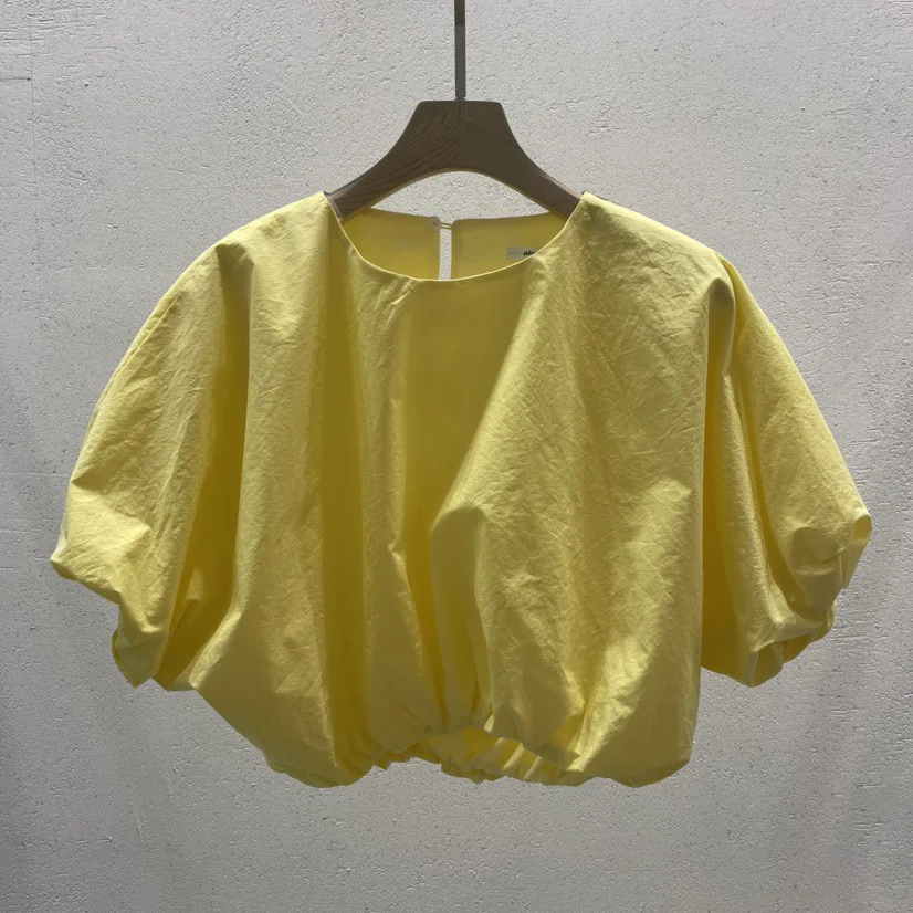 Korean Dongdaemun New 2024 Summer Cute Cute Doll Style Bubble Sleeve Short Sleeve Shirt for Women