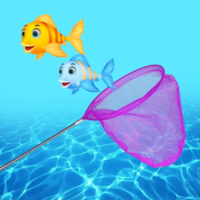 Children's Outdoor Toy Retractable Fishing Net Folding Bucket Catching Butterflies Fishing Seaside Beach Shell Net Bag Fish Toy