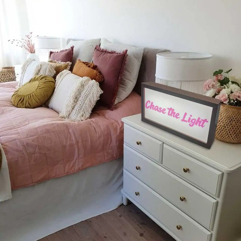 Handmade Lightbox LED Sign Board Design Business Custom Logo Display Personalized Gift wooden lamp bedside table lamp home decor