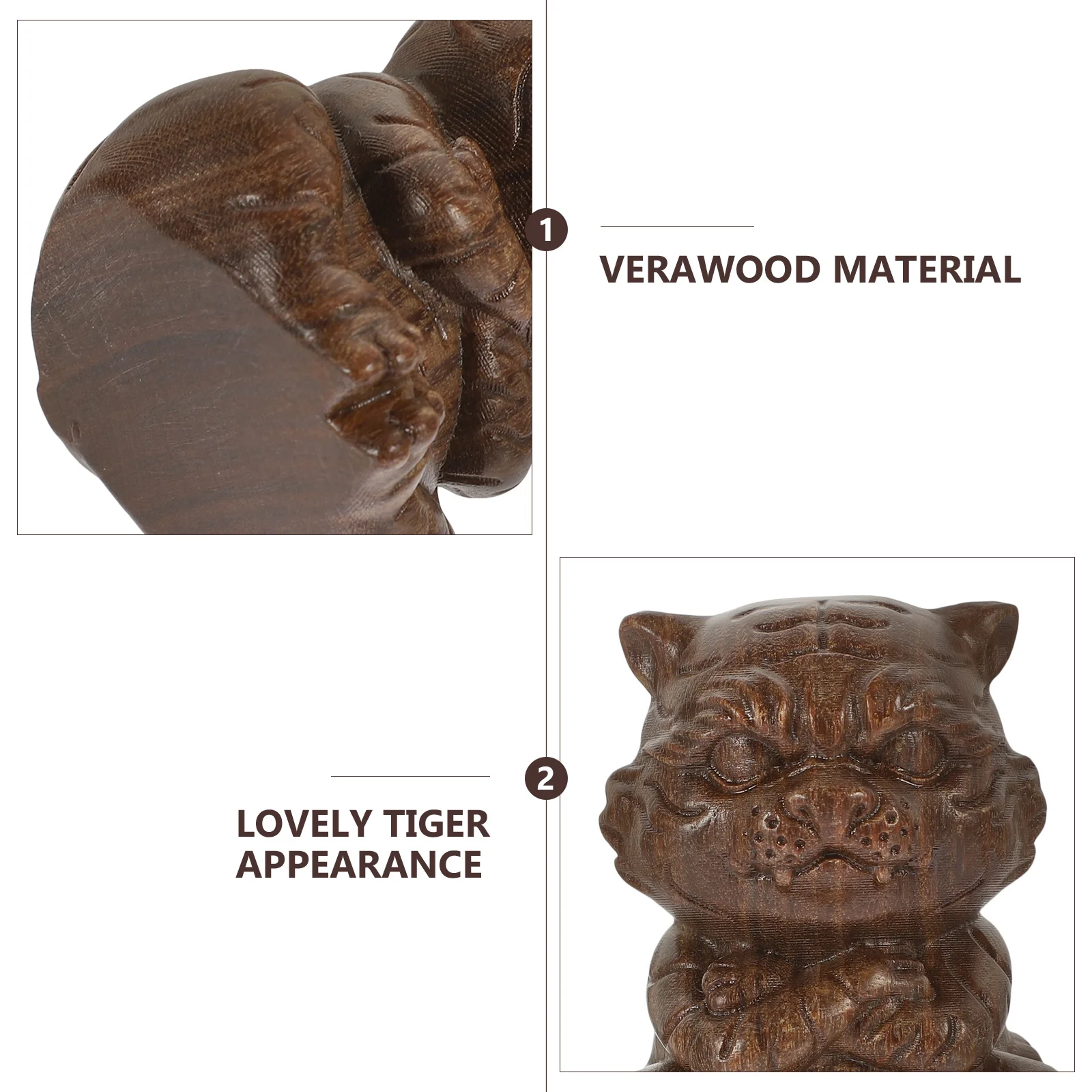 

Wooden Tiger Ornament Vivid Color Hand-Carved Animals Decor Living Room Desktop Kitchen Decoration Tiger Ornament
