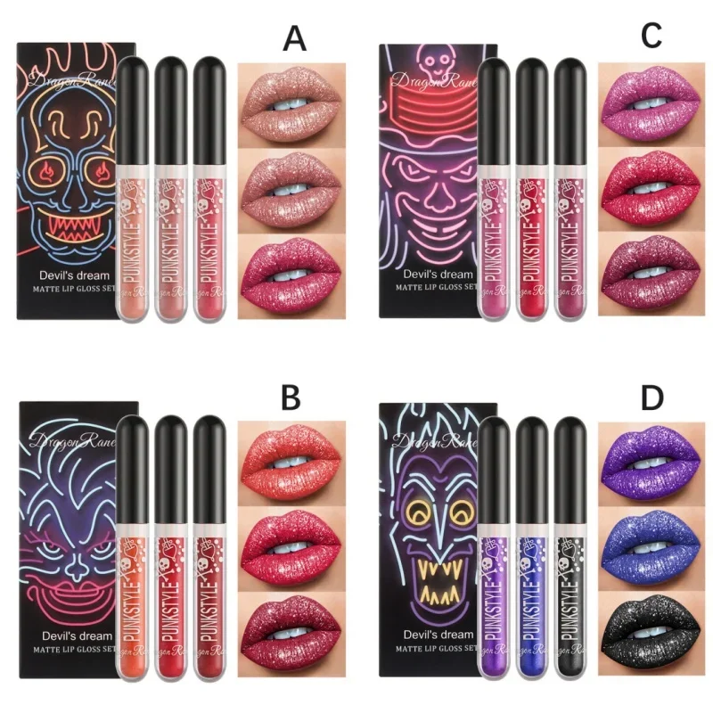 Wodoodporny, nieprzywierający błyszczyk do ust w matowym wykończeniu, z brokatem, długotrwały, nieblaknący, metaliczny, błyszczący, idealny na Walentynki.