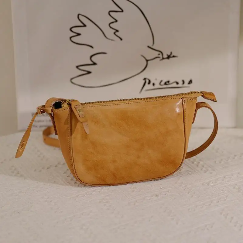 casual party luxury high quality first layer cowhide women's crossbody bag simple vintage genuine leather small shoulder bag