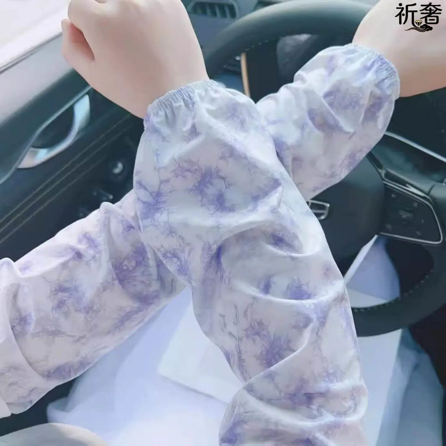 新しい女性の夏用薄型ロングストレートアイススリーブルーズ日焼け止めアームカバー作業用手袋フルレングス日よけ保護