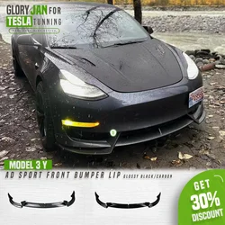 Model 3 Y AD Body Kit For Tesla Model 3 Y 2017-2023 Front Lip Glossy Black Sport Bumper Spoiler Model 3 Model Y Auto Accessories