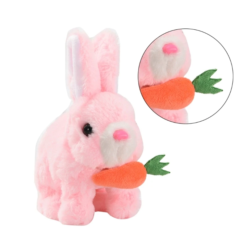 Llamativo muñeco conejo peluche, juguete eléctrico con forma oreja que salta, columpio