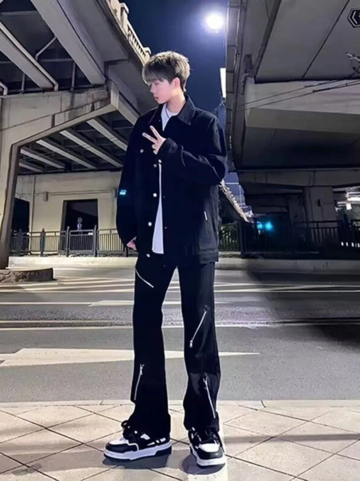 

Мужские джинсы Bla Straight Leg в американском стиле High Street Vibe, функциональные, с эффектным дизайном, слегка расклешенные брюки